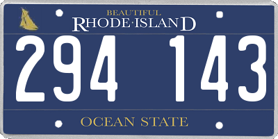 RI license plate 294143