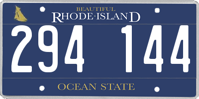RI license plate 294144