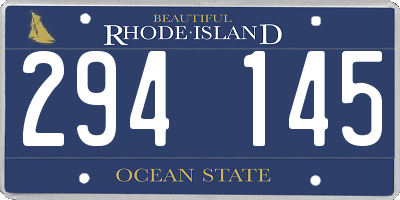 RI license plate 294145