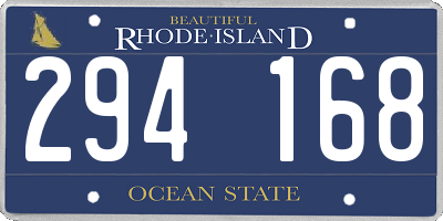 RI license plate 294168