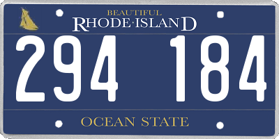 RI license plate 294184