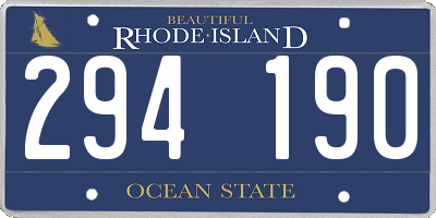 RI license plate 294190