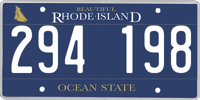 RI license plate 294198