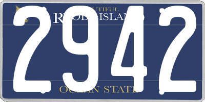 RI license plate 2942