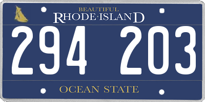 RI license plate 294203