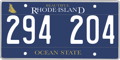 RI license plate 294204