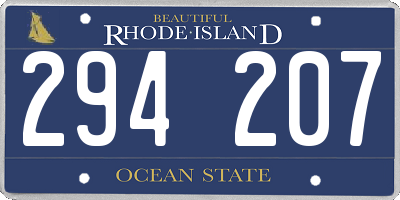 RI license plate 294207