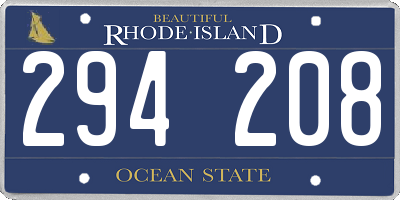 RI license plate 294208
