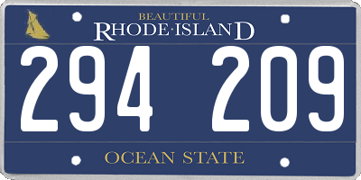 RI license plate 294209