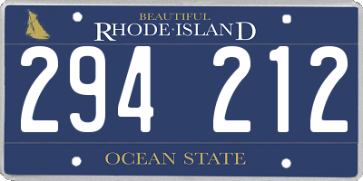 RI license plate 294212