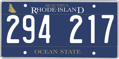 RI license plate 294217
