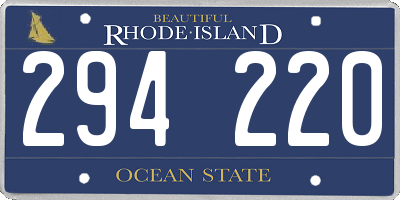 RI license plate 294220