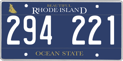 RI license plate 294221