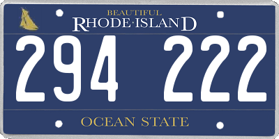 RI license plate 294222