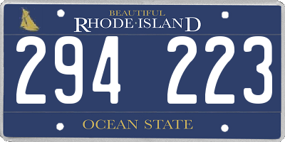 RI license plate 294223