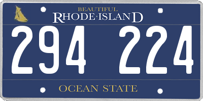 RI license plate 294224