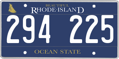 RI license plate 294225