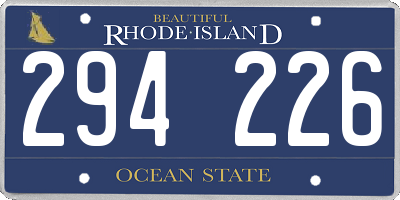 RI license plate 294226