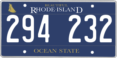 RI license plate 294232