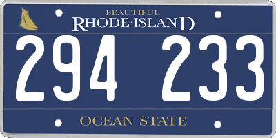 RI license plate 294233