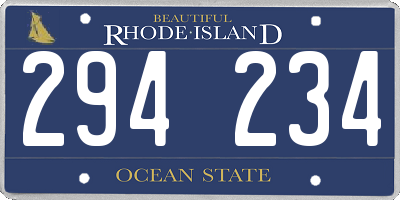 RI license plate 294234