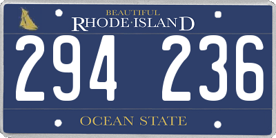 RI license plate 294236
