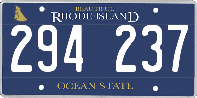 RI license plate 294237