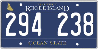RI license plate 294238