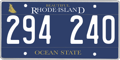 RI license plate 294240