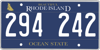 RI license plate 294242