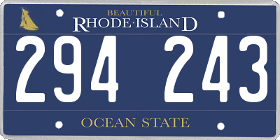 RI license plate 294243