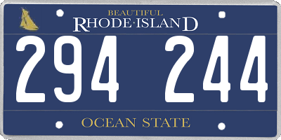 RI license plate 294244