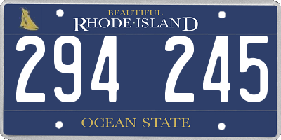 RI license plate 294245