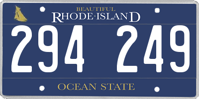 RI license plate 294249