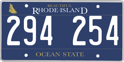 RI license plate 294254