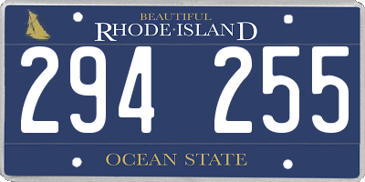 RI license plate 294255