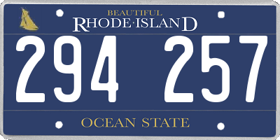 RI license plate 294257