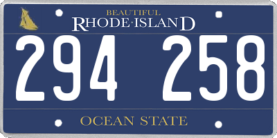 RI license plate 294258