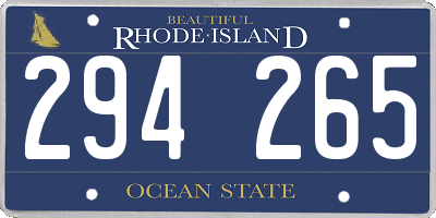 RI license plate 294265