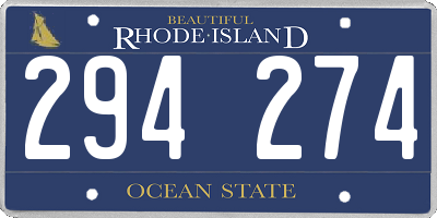 RI license plate 294274