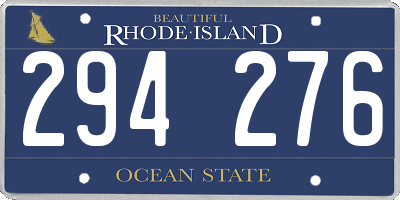 RI license plate 294276
