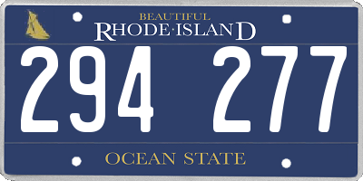 RI license plate 294277