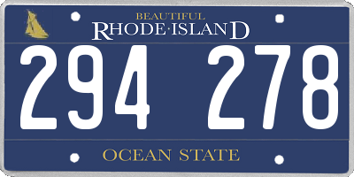 RI license plate 294278