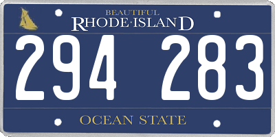 RI license plate 294283