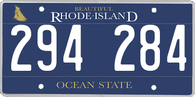 RI license plate 294284