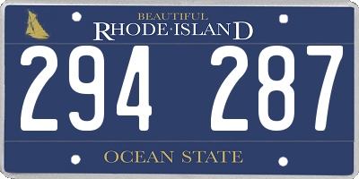 RI license plate 294287