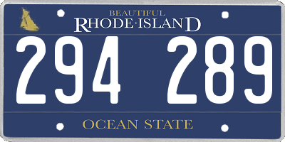 RI license plate 294289