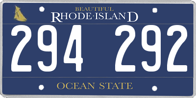 RI license plate 294292