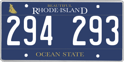 RI license plate 294293