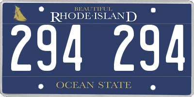 RI license plate 294294